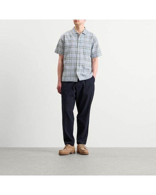 Universal Works Blue Ospina Cotton Pleated Track Pant for men