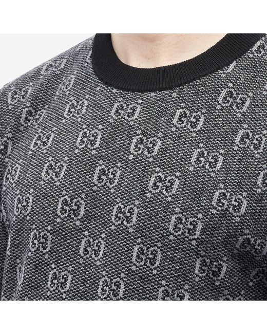 Gucci Gray Gg Logo Crew Knit for men