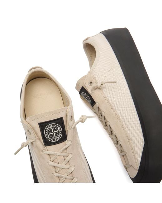 Stone Island White Low Top Sneakers for men