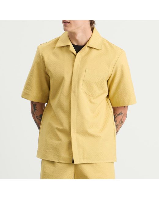 Casablanca Yellow Cotton Jacquard Short Sleeve Monogram Shirt for men