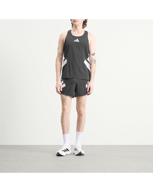 Adidas Originals Black Adidas Adizero Road To Records Tank Top for men