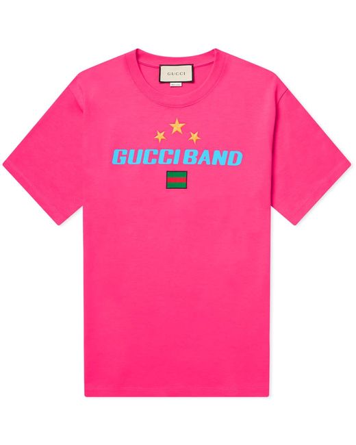 Gucci Pink Band Print T-shirt for men