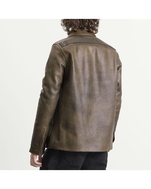 Rick Owens Green Buttoned Leather Brad Jacket for men