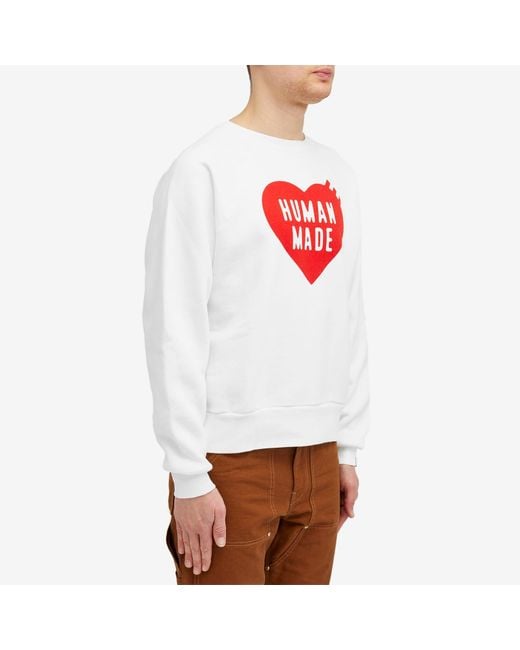 Human Made White Heart Crew Sweat for men
