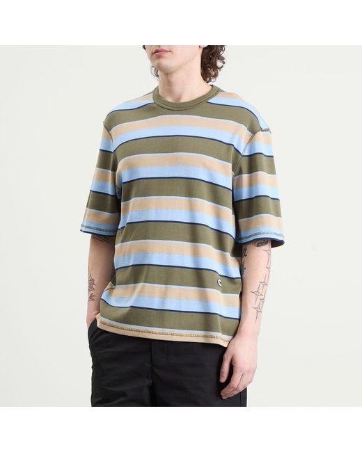 AMI Blue Short Sleeve Oversized Striped T-Shirt for men
