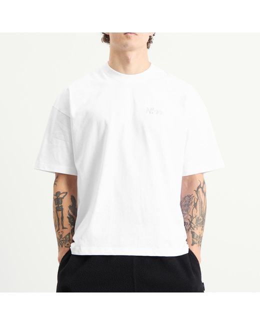 N!CE White Embroidered Logo T-Shirt for men