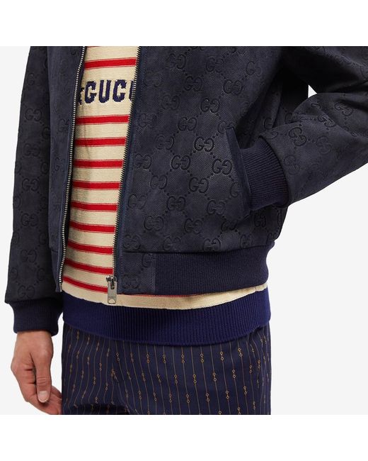Gucci Men's Nylon Jaquard Bomber Jacket in Black, Size M | End Clothing