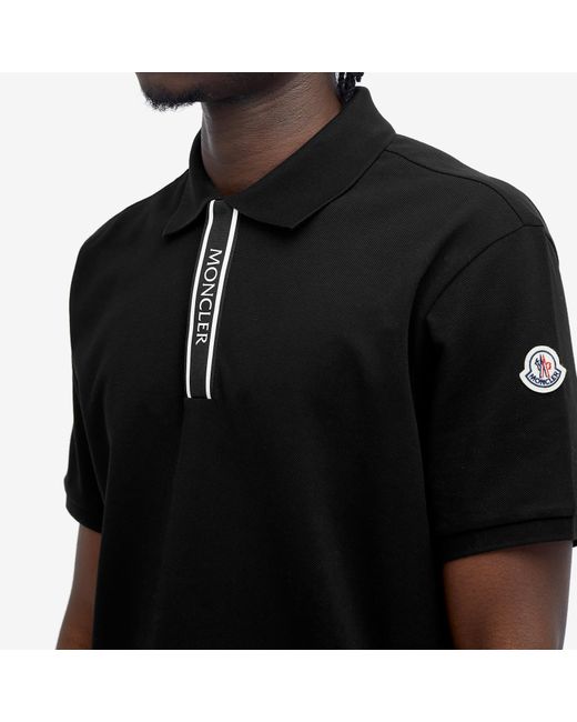 Moncler Black Piquet Polo Shirt for men