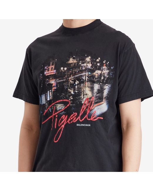Balenciaga Piagelle Faded Wash T-Shirt in Black for Men