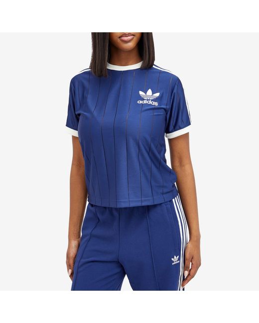 Adidas Blue 3 Stripe T-Shirt