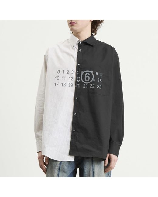 Maison Margiela Black Mm6 Bi-Colour Cotton Numbers Shirt for men