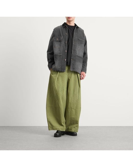 Beams Plus Black Denim Loose Coverall Jacket for men