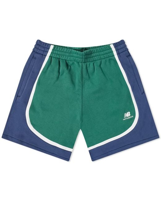 New Balance Green Hoops Fleece Shorts for men