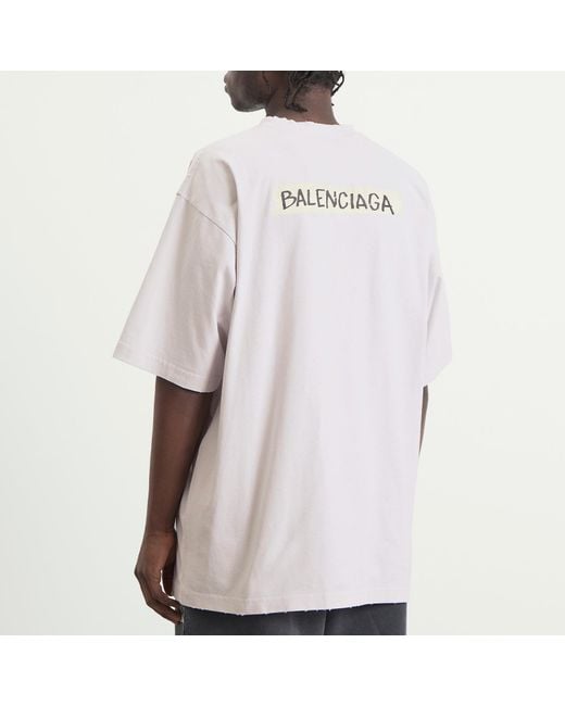 Balenciaga Gray Masking Tape Jersey T-Shirt for men
