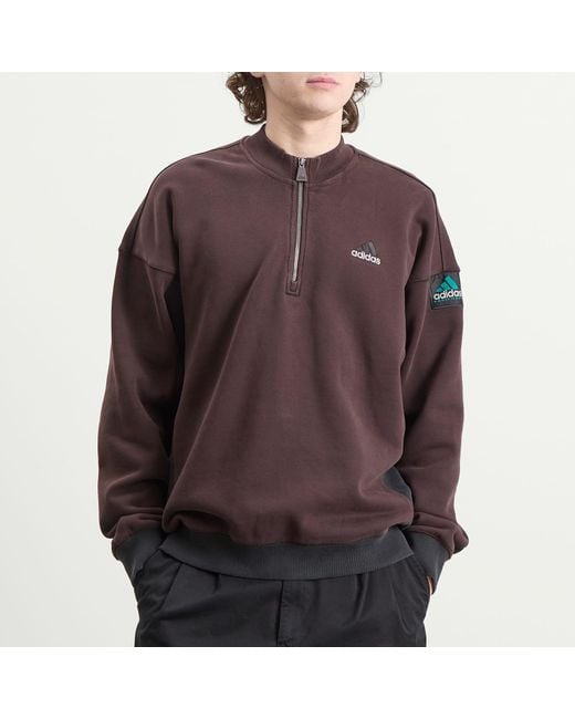 Adidas Brown Eqt Half Zip Top for men