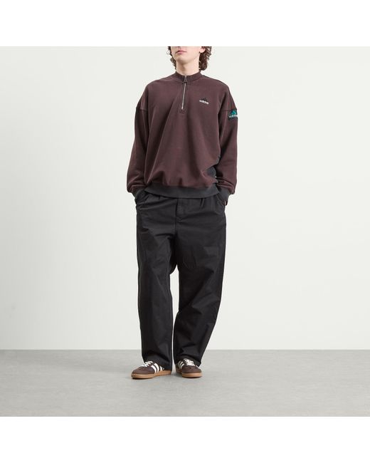 Adidas Brown Eqt Half Zip Top for men