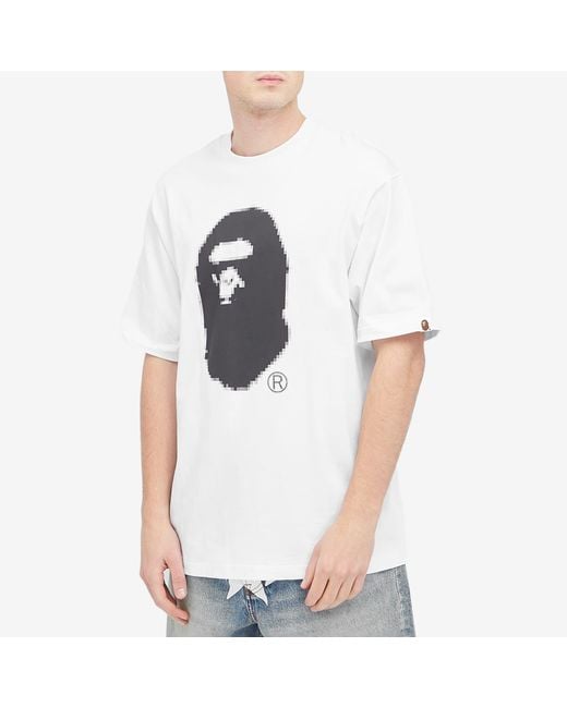 A Bathing Ape White Pixel Ape Head T-Shirt for men