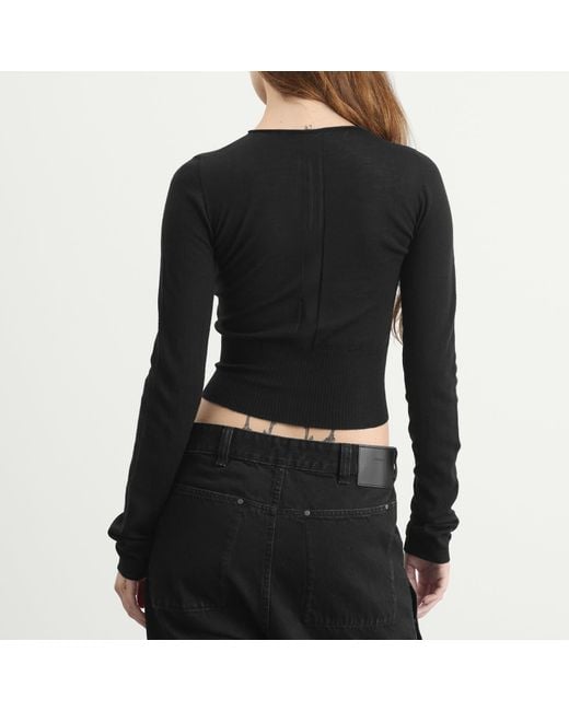 Rick Owens Black Cropped Pullover Top