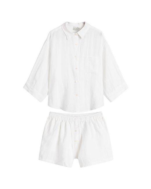 Deiji Studios White 03 Linen Pyjama Set