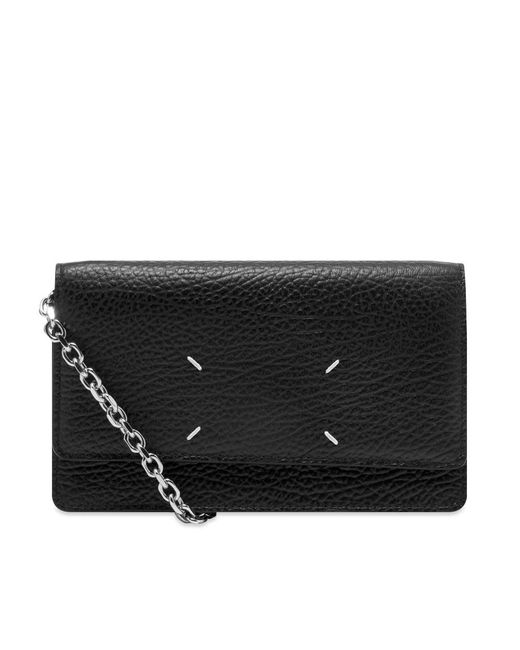 Maison Margiela Leather Large Wallet With Chain in Black | Lyst