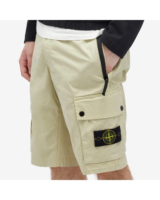 Stone Island Natural Supima Cotton Cargo Shorts for men