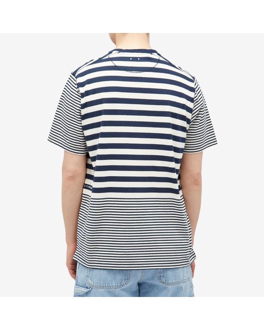 Pop Trading Co. Blue Striped Pocket T-Shirt for men