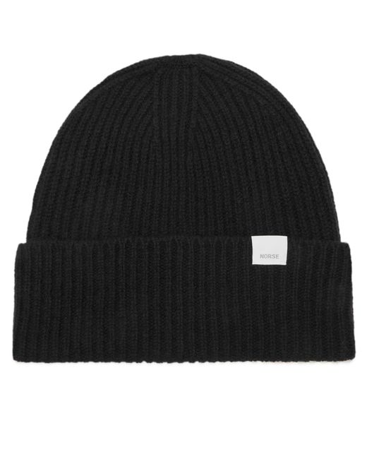 Norse Projects Black Standard Lambswool Beanie for men