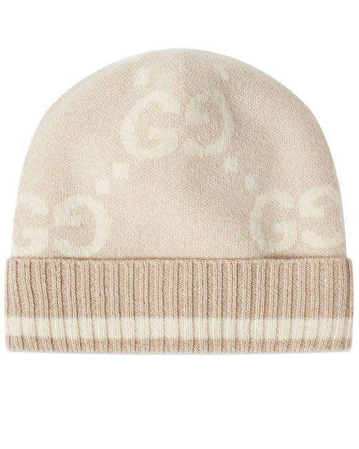 Gucci Natural Gg Knitted Beanie Hat for men
