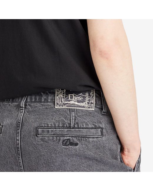 Dime Gray Pleated Denim Shorts for men