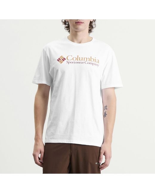 Columbia White Csc Basic Logo T-Shirt for men