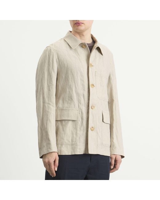 Dries Van Noten Natural Herringbone Cotton Linen Chore Jacket for men
