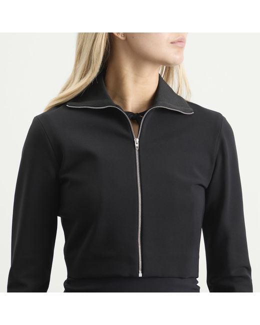 Jil Sander Black Zip Up Jacket With Ribbed Collar