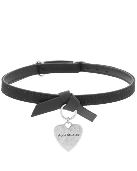 Acne Black Leather Heart Choker Necklace