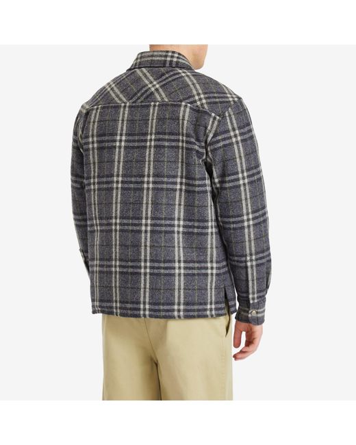 Burberry Black Wadded Check Overshirt for men