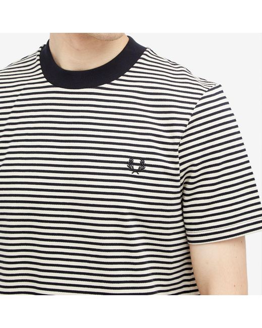Fred Perry Black Fine Stripe Heavyweight T-Shirt for men