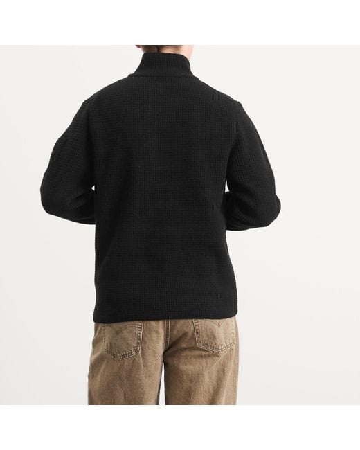 C P Company Black Half Zip Lambswool Jumper for men