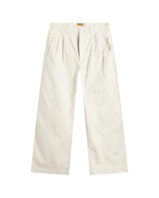 Human Made Natural Double Pleated Wide Chino Pants for men