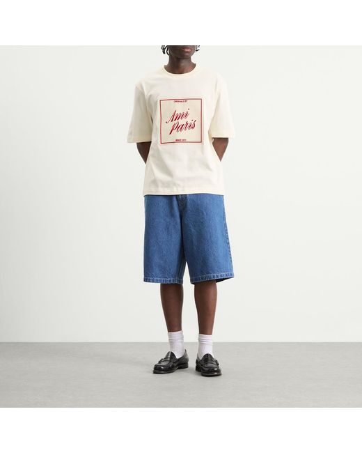 AMI Pink Boxy Fit Short Sleeve T-Shirt for men