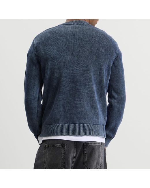 DIESEL Blue 7G Patches Knit Jumper for men