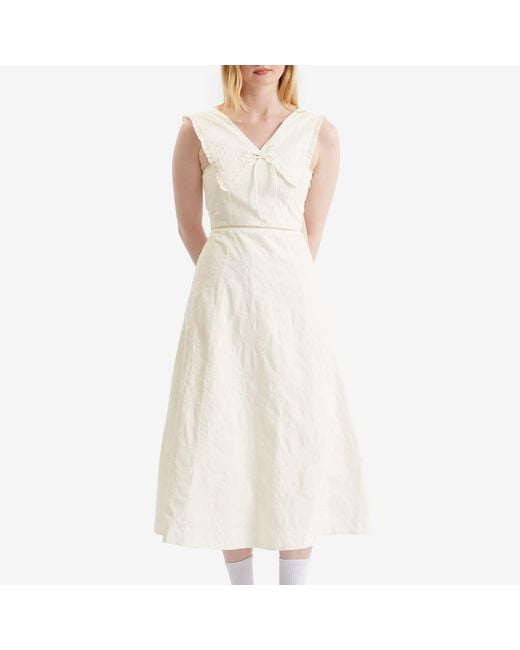 Damson Madder White Fan Fan Midi Dress