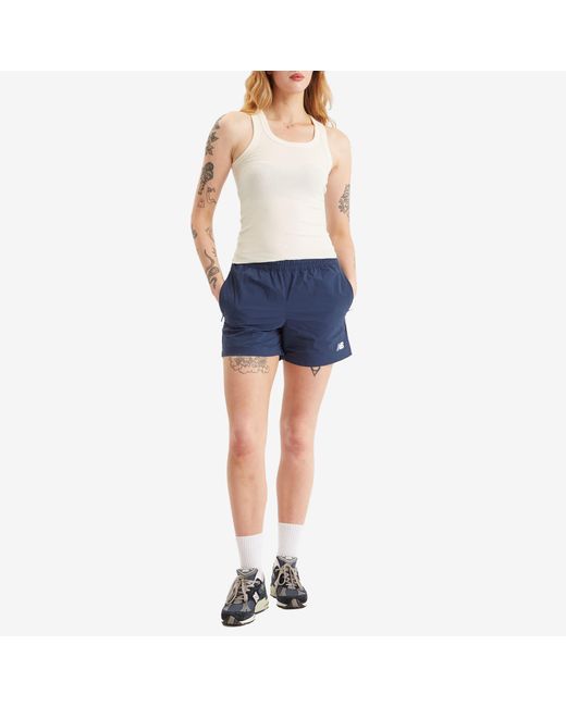 New Balance Blue Athletics Stretch Woven Short 5"