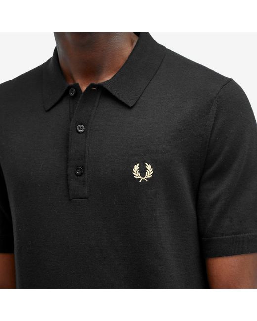 Fred Perry Black Classic Knit Polo Shirt for men