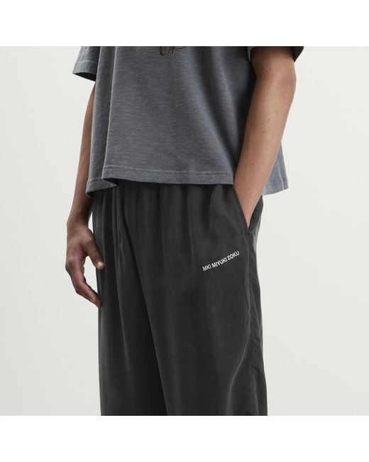 MKI Miyuki-Zoku Gray Ribbed Cupro Wide Leg Pants for men