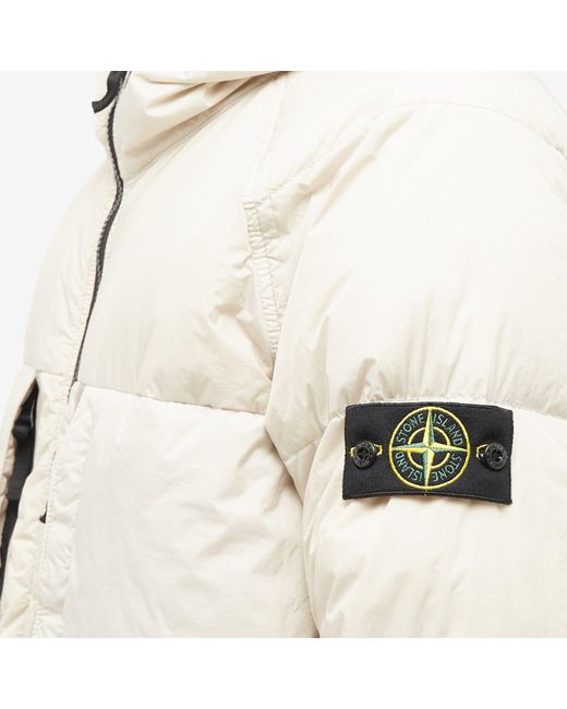 Stone Island White Crinkle Reps Hooded Down Jacket for men
