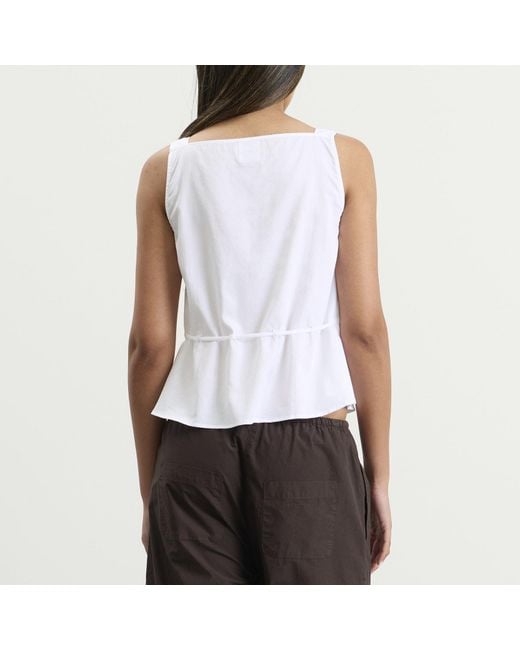 Leset White Yoko Drawstring Tank Top