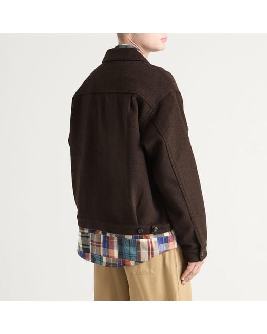 FRIZMWORKS Brown Solid Wool Trucker Jacket for men