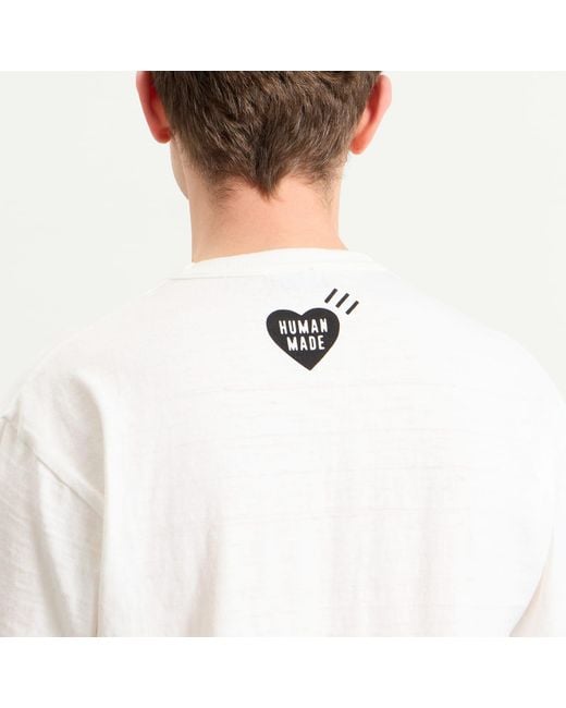 Human Made White Script Heart T-Shirt for men
