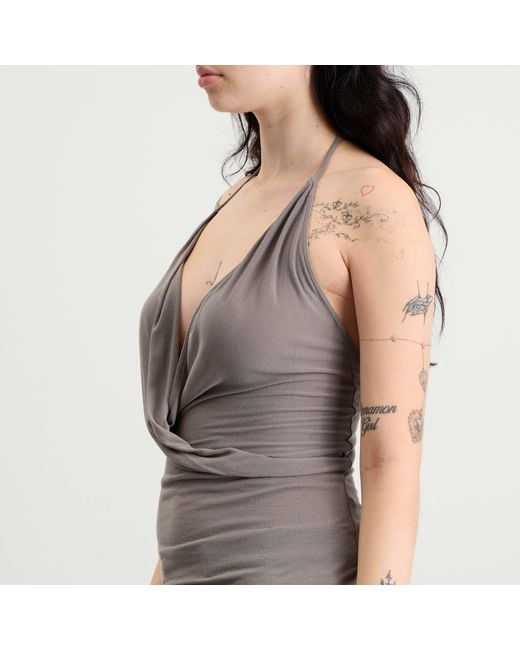 Rick Owens Gray Draped Open Back Top