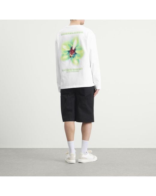 Casablanca White Glitch Orchid Long Sleeve T-Shirt for men