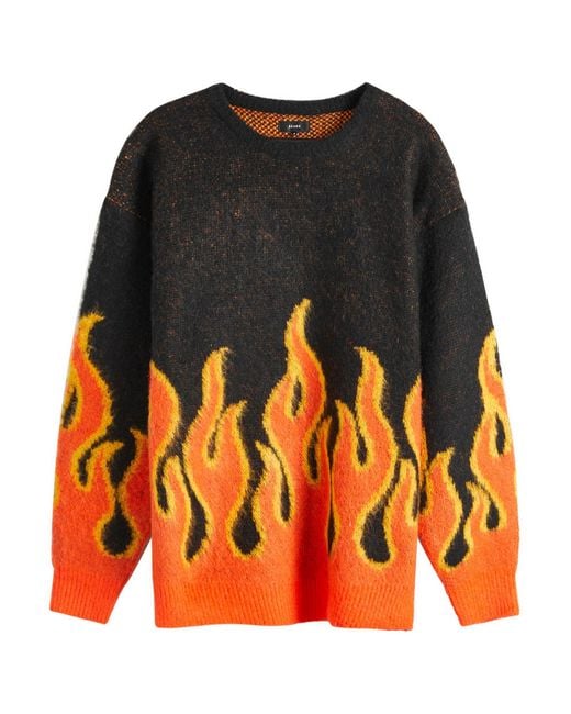 Beams Plus Black Fire Shaggy Crew Jumper for men